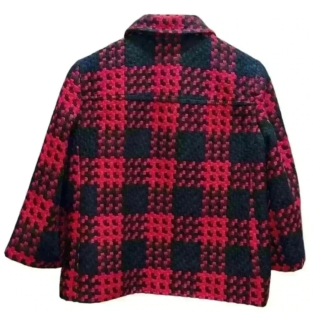 Coldwater Creek Jacket Size 8 Red Black Woven Career Women's Short 3/4 Sleeve - Picture 4 of 8